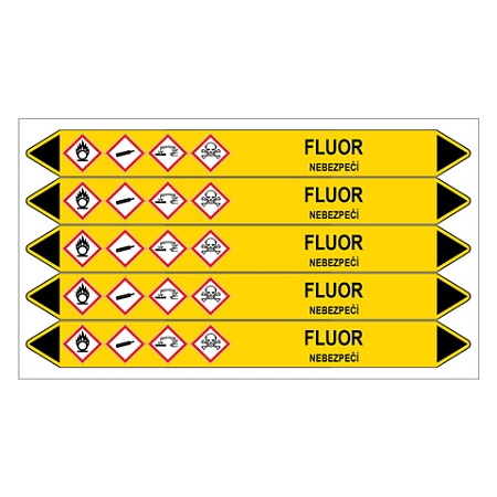 Značení potrubí, fluor,5 ks, 150 × 12 mm